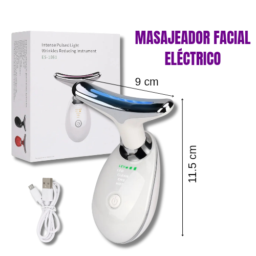Masajeador facial recargable con luz led