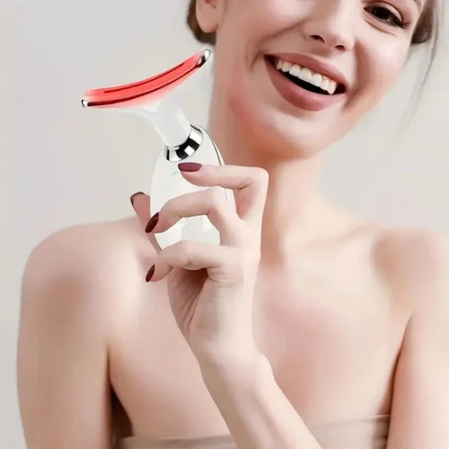 Masajeador facial recargable con luz led