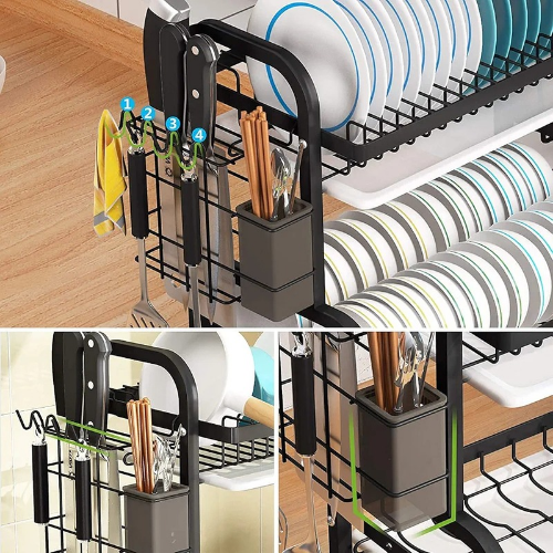 Escurridor de platos de 2 niveles