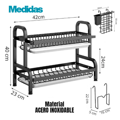 Escurridor de platos de 2 niveles